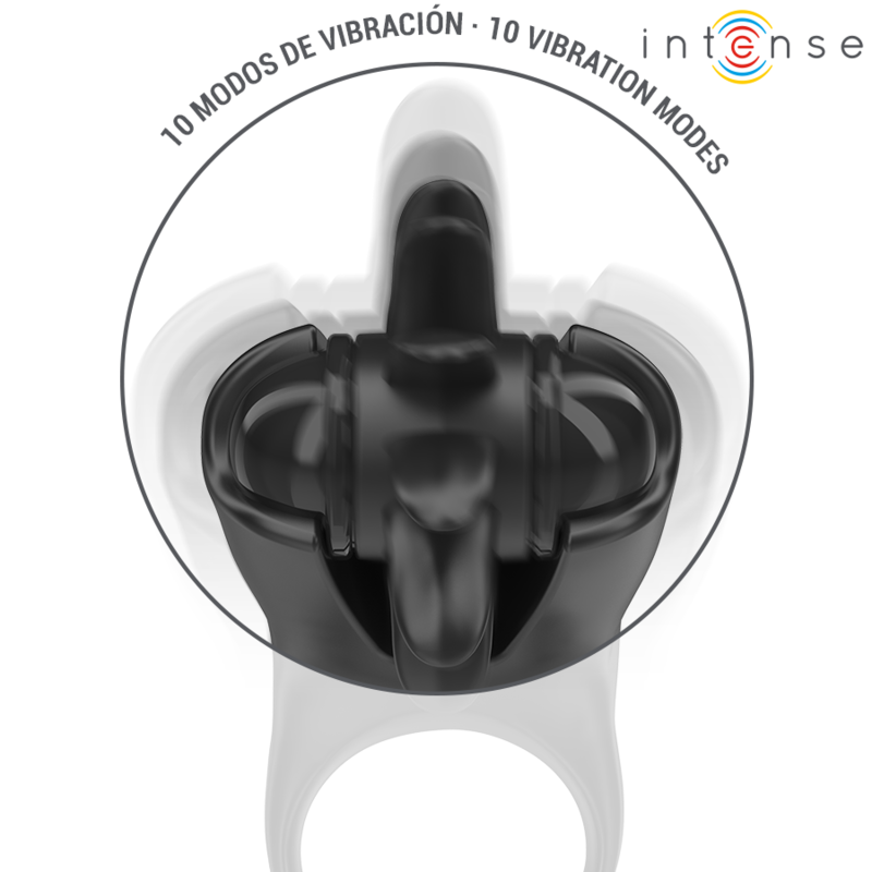 Anillo Vibrador Intense Mabel 10 Vibraciones con Estimulador de Clítoris Negro