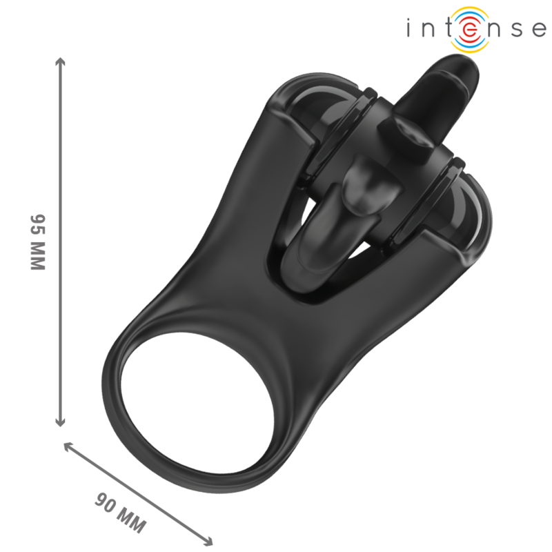 Anillo Vibrador Intense Mabel 10 Vibraciones con Estimulador de Clítoris Negro
