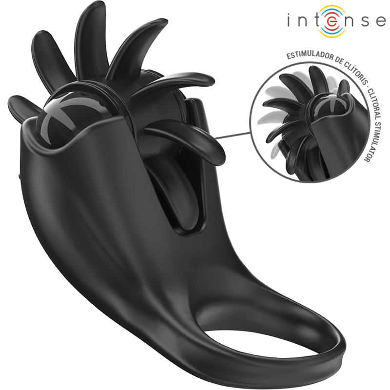 Anillo Vibrador Intense Mabel 10 Vibraciones con Estimulador de Clítoris Negro