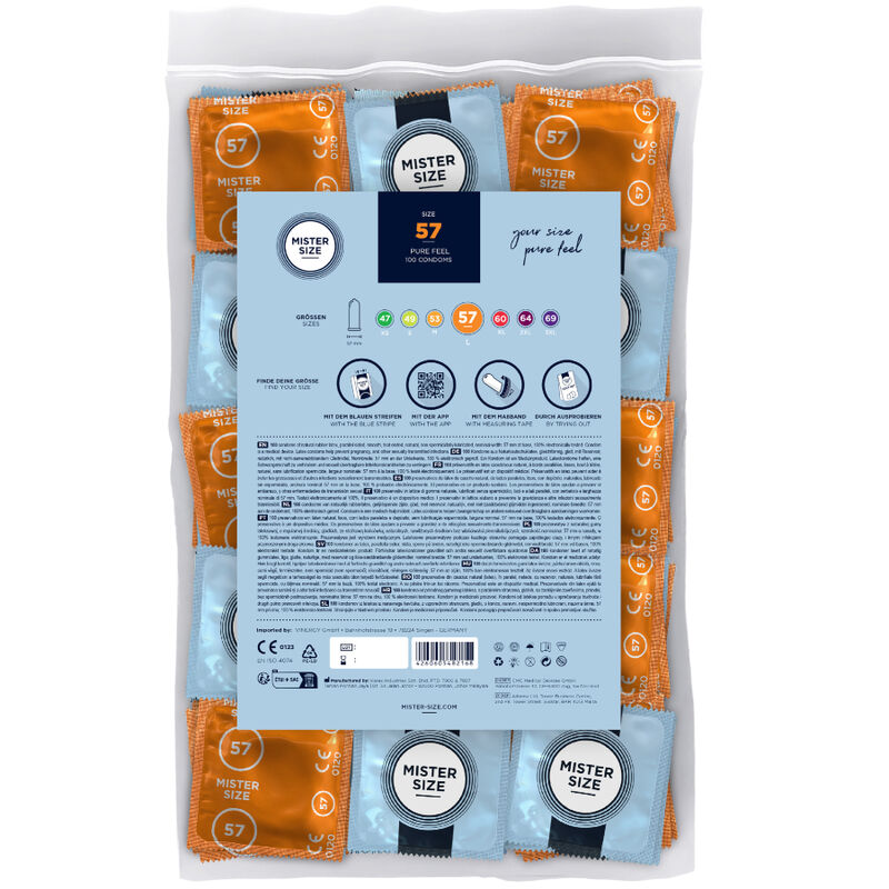 Mister Size Preservativos Talla L 57 mm - Pack 100 Unidades