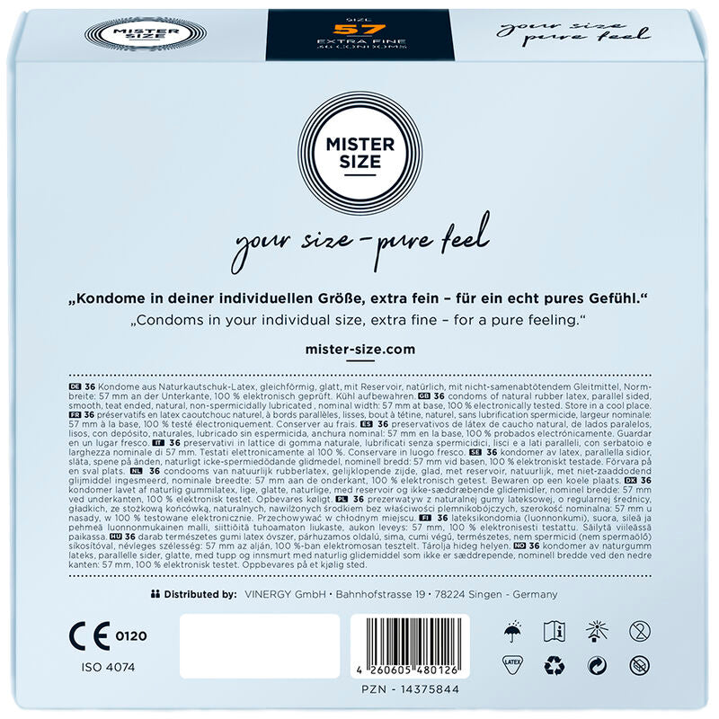 Mister Size Preservativos Talla L 57 mm - Pack 36 Unidades