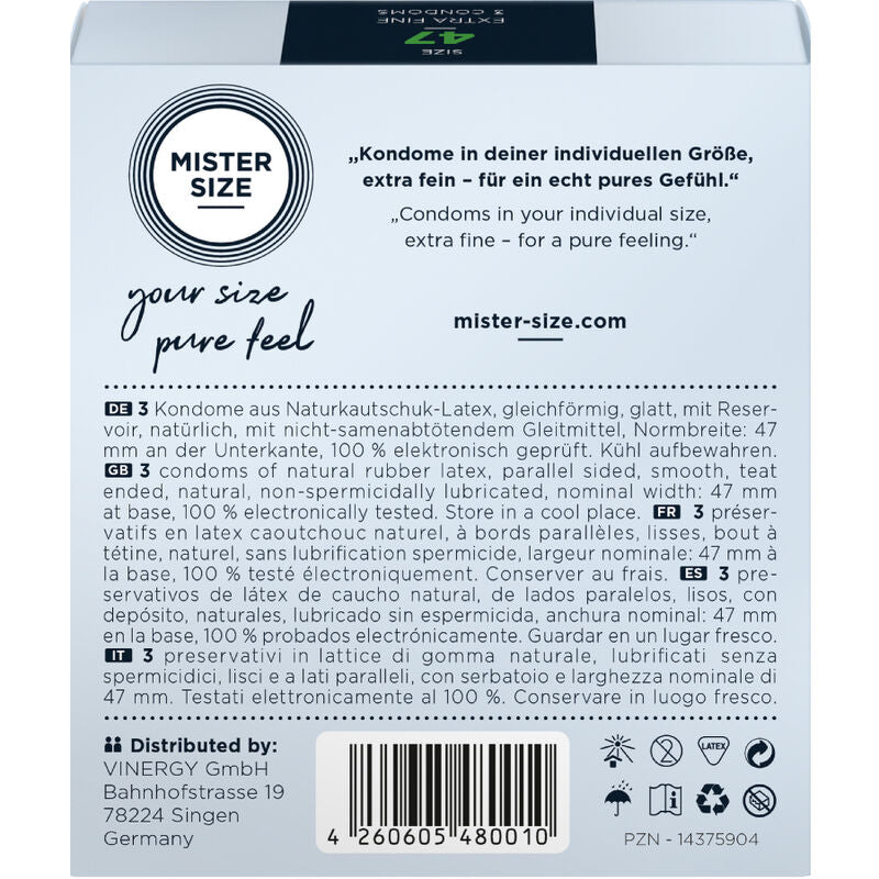 Mister Size Preservativos Talla XS 47 mm - Pack 3 Unidades