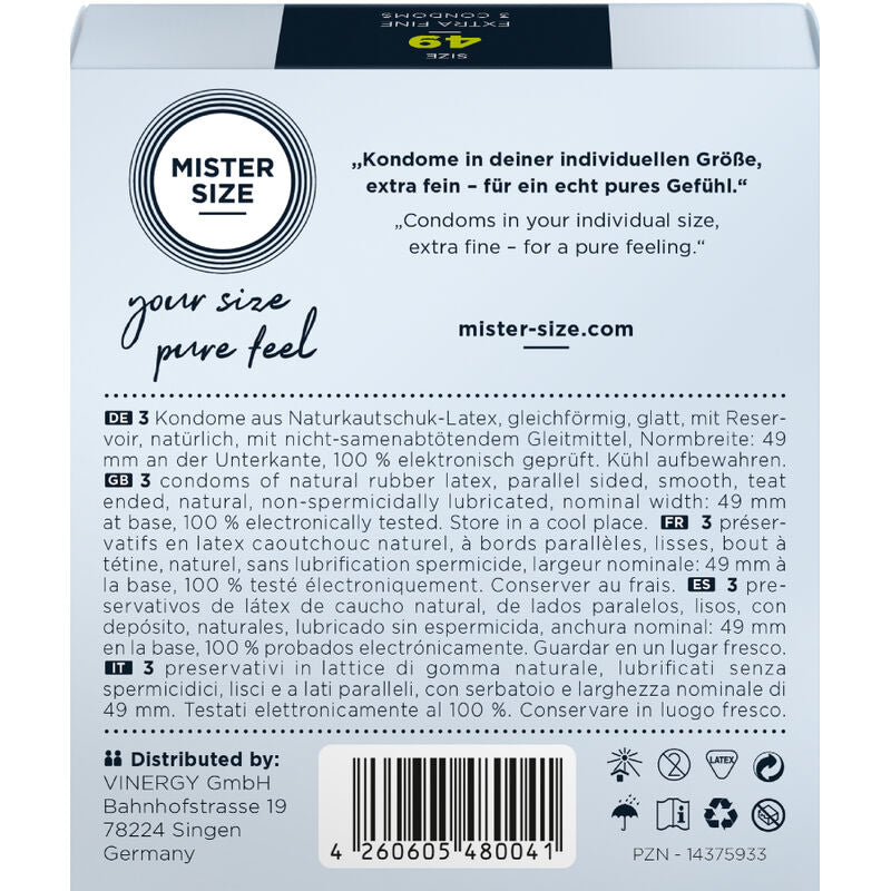 Mister Size Preservativo Talla S 49 mm - Pack 3 Unidades