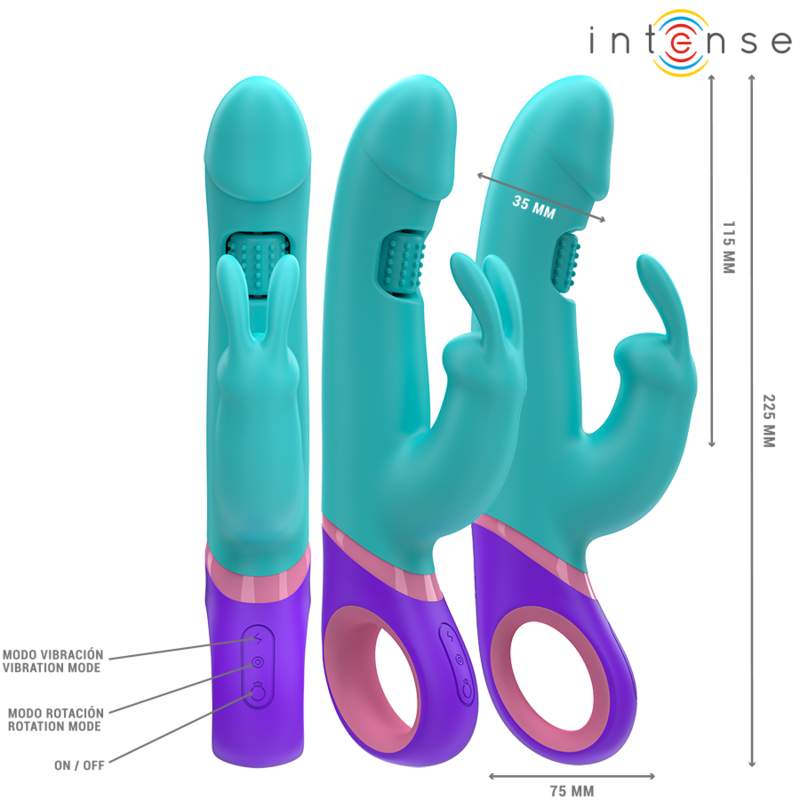 Intense Monica Rabbit Vibrator con Estimulador G-Spot Rotatorio Azul