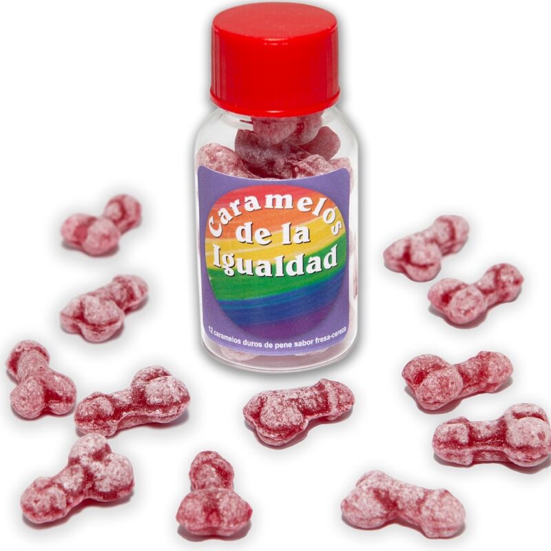 Diablo Picante Caramelos Forma Pene Fresa y Cereza 12 Unidades