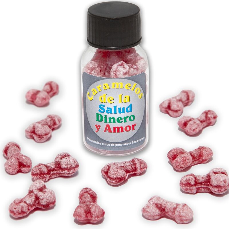 Diablo Picante - 12 Caramelos Picantes Health-Money-Love Forma de Pene Fresa/Cereza