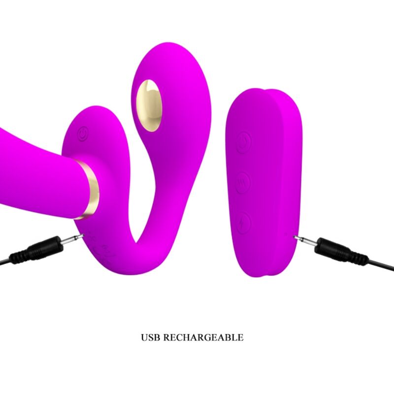 Pretty Love Thunderbird Double Strap-On Vibrator con Control Remoto Púrpura