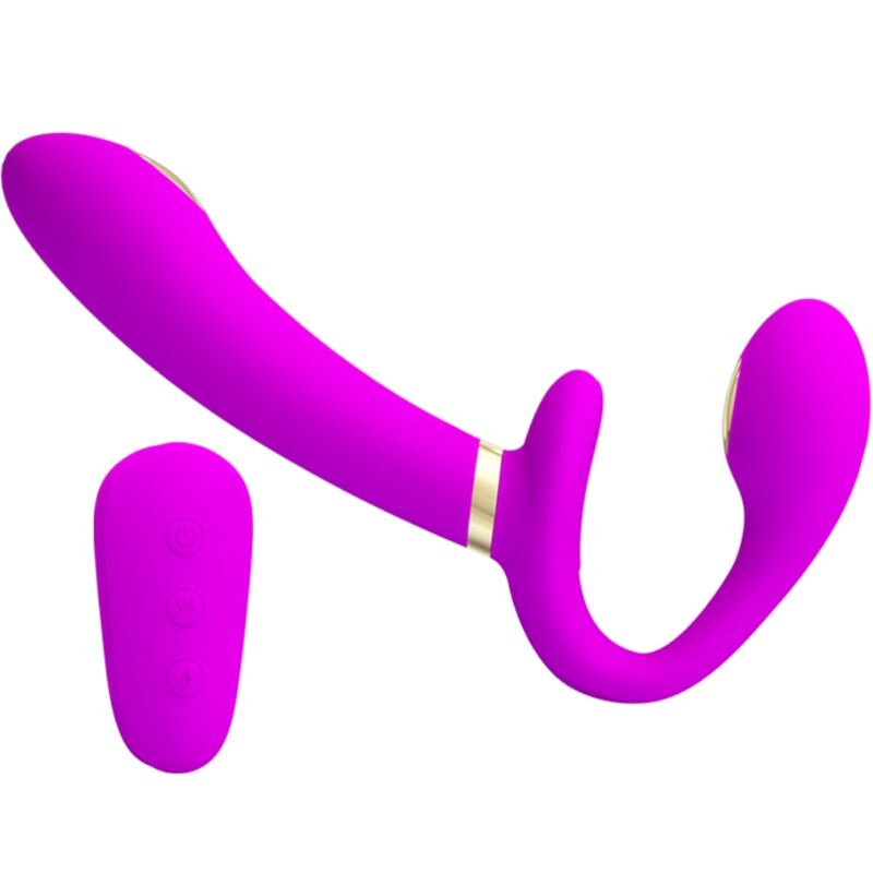 Pretty Love Thunderbird Double Strap-On Vibrator con Control Remoto Púrpura