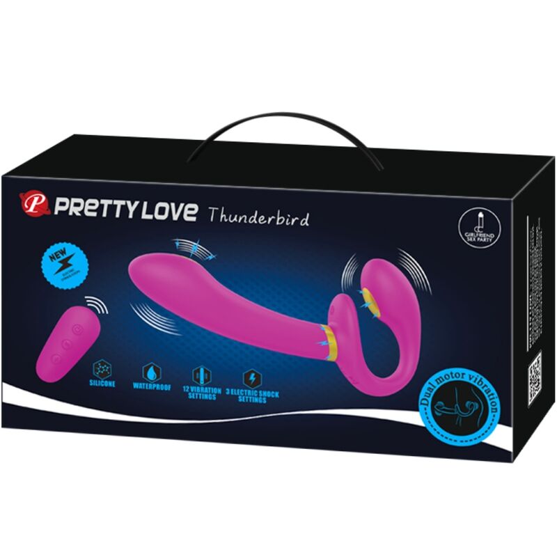 Pretty Love Thunderbird Double Strap-On Vibrator con Control Remoto Púrpura