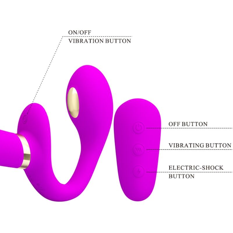Pretty Love Thunderbird Double Strap-On Vibrator con Control Remoto Púrpura