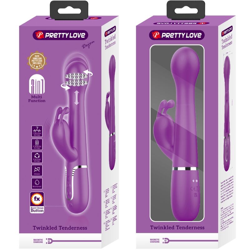 Pretty Love Dejon 3 en 1 - Vibrador Rabbit Multifunción Púrpura