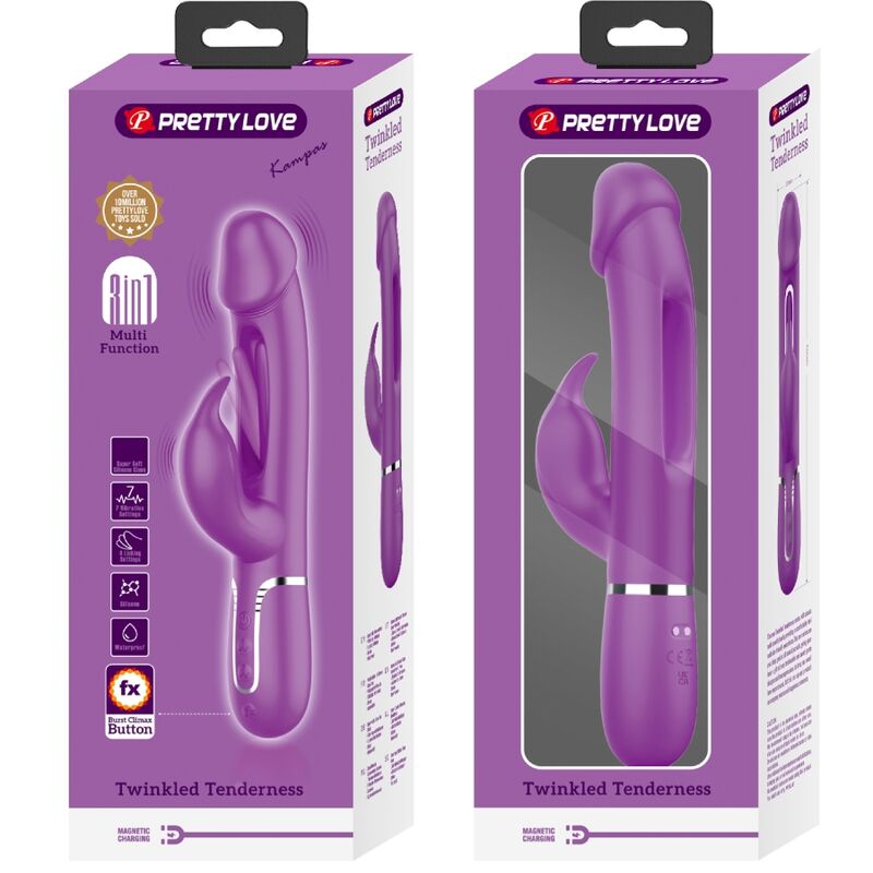 Pretty Love Kampas 3 in 1 - Vibrador Conejo Multifunción Púrpura
