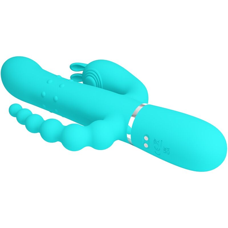 Pretty Love Cammy 4 en 1 Vibrador Triple Rabbit Azul