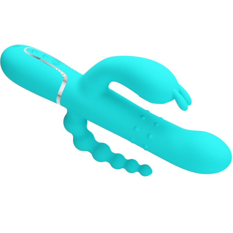Pretty Love Cammy 4 en 1 Vibrador Triple Rabbit Azul