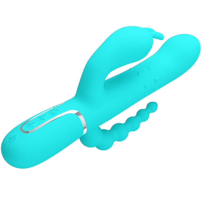 Pretty Love Cammy 4 en 1 Vibrador Triple Rabbit Azul