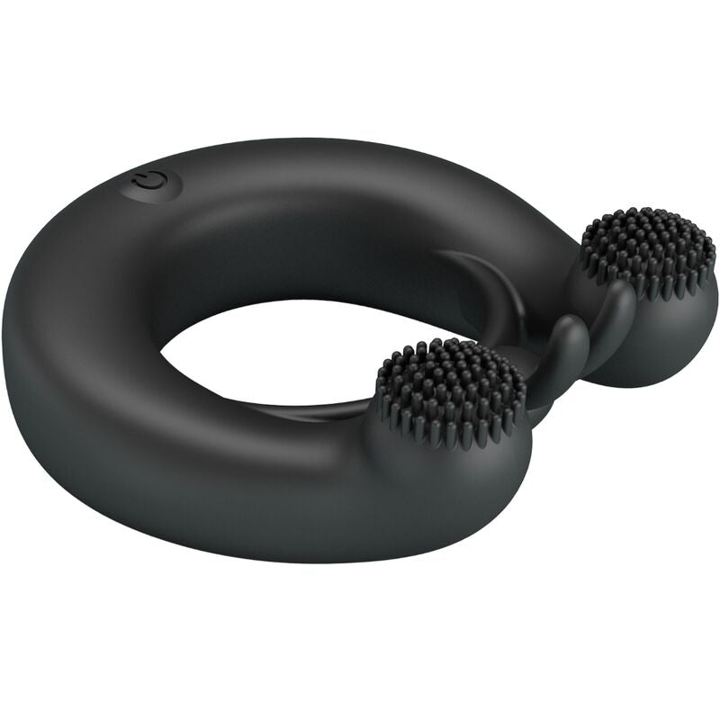 Pretty Love Dahlia - Anillo Vibrador con Estimulador de Clítoris 12 Vibraciones Negro