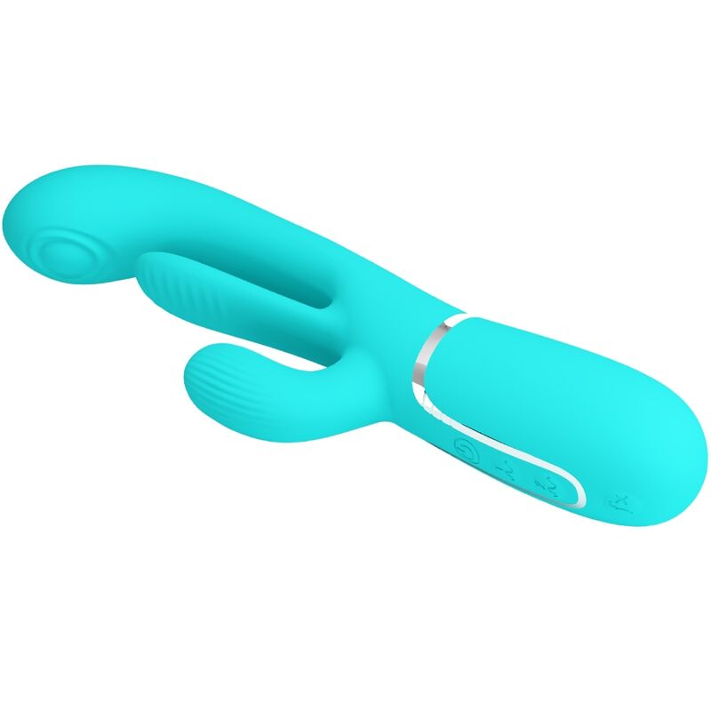 Pretty Love Shania Triple Rabbit Vibrador Multifunción 3 en 1 Azul