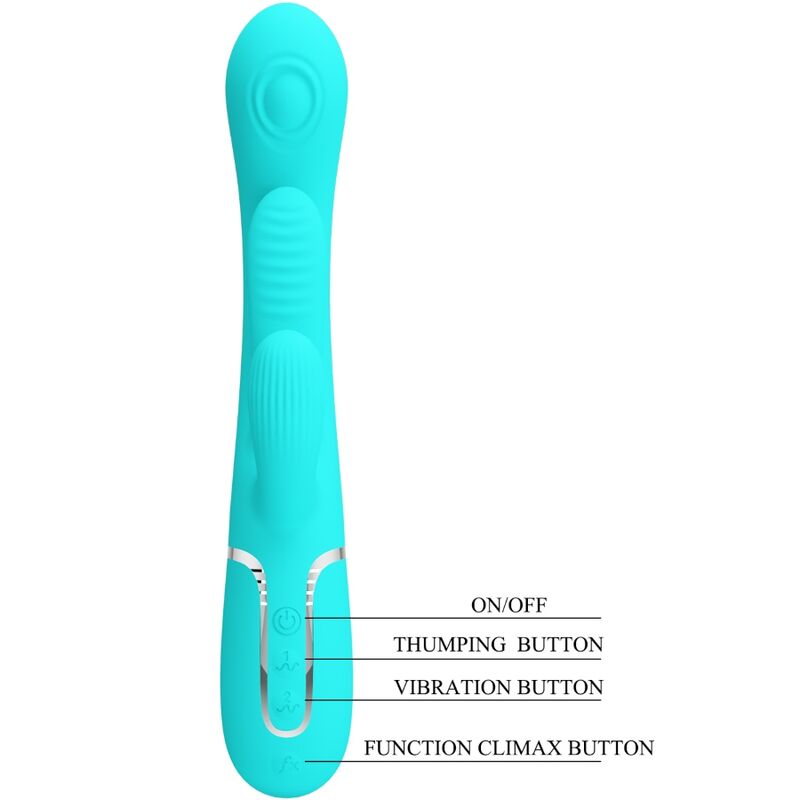 Pretty Love Shania Triple Rabbit Vibrador Multifunción 3 en 1 Azul