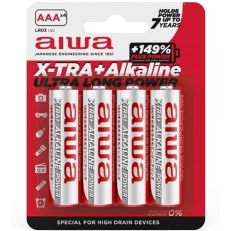 Pilas Alcalinas AAA LR03 Aiwa X-TRA - Pack de 4 Unidades
