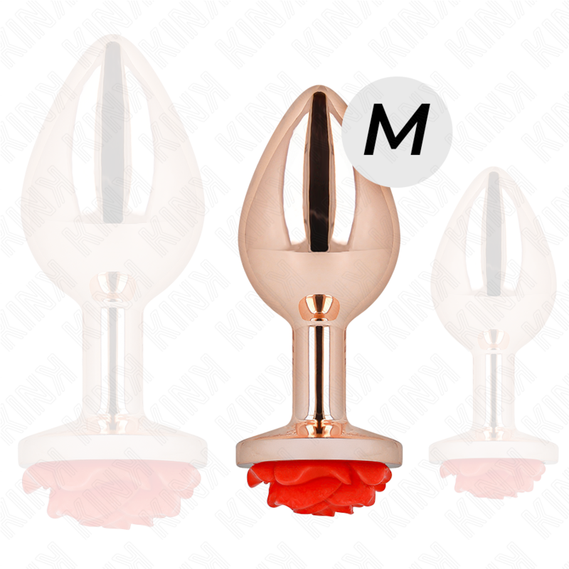 Kink Pink Gold Anal Plug M - Diseño Elegante con Rosa Roja