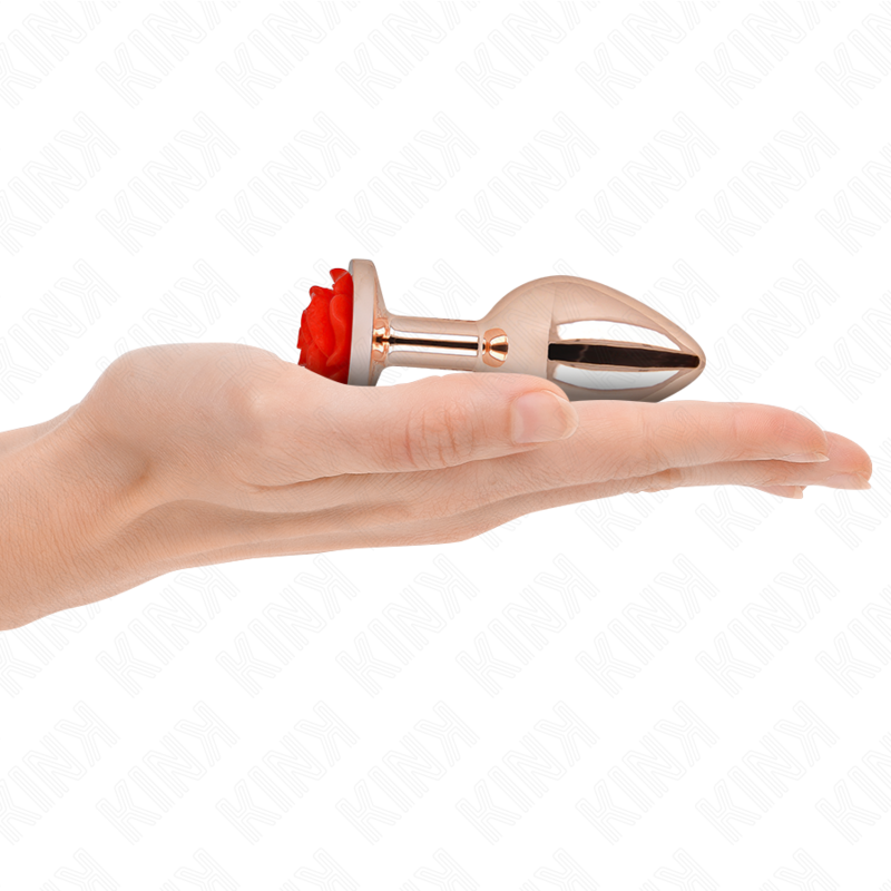 Kink Pink Gold Anal Plug M - Diseño Elegante con Rosa Roja