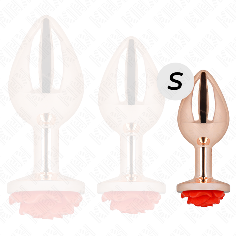 Plug Anal Rosa Dorado con Rosa Roja - Kink Pleasure Plugs