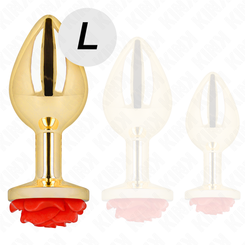 Plug Anal Gold Rose Red Tamaño L - Edelstahl Kink Pleasure Plugs