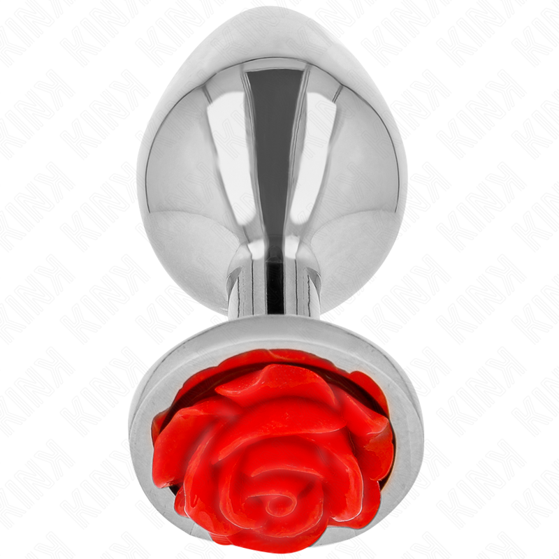 Plug Anal KINK Rose Red Tamaño M - Acero Inoxidable con Adorno de Rosa