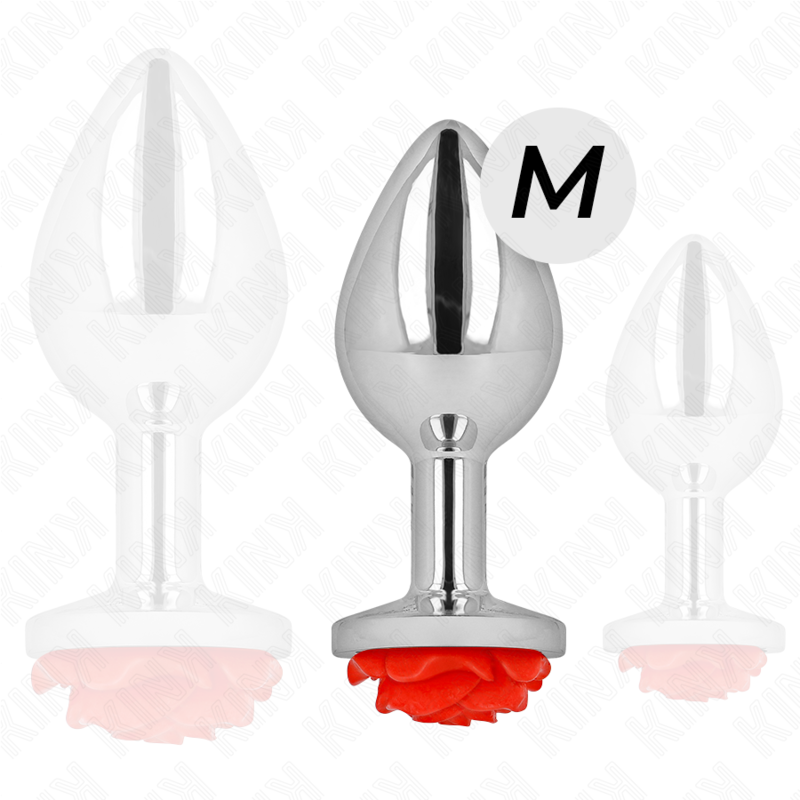 Plug Anal KINK Rose Red Tamaño M - Acero Inoxidable con Adorno de Rosa