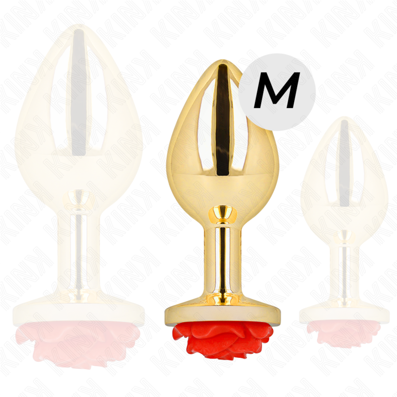 Plug Anal Gold Rose Red Tamaño M - Edelstahl de Kink Pleasure Plugs