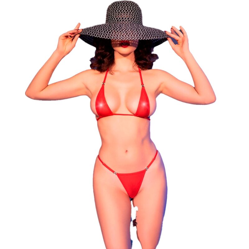 Chilirose CR 4840 Micro Bikini Rojo S/M - Lencería Sensual con Diamantes