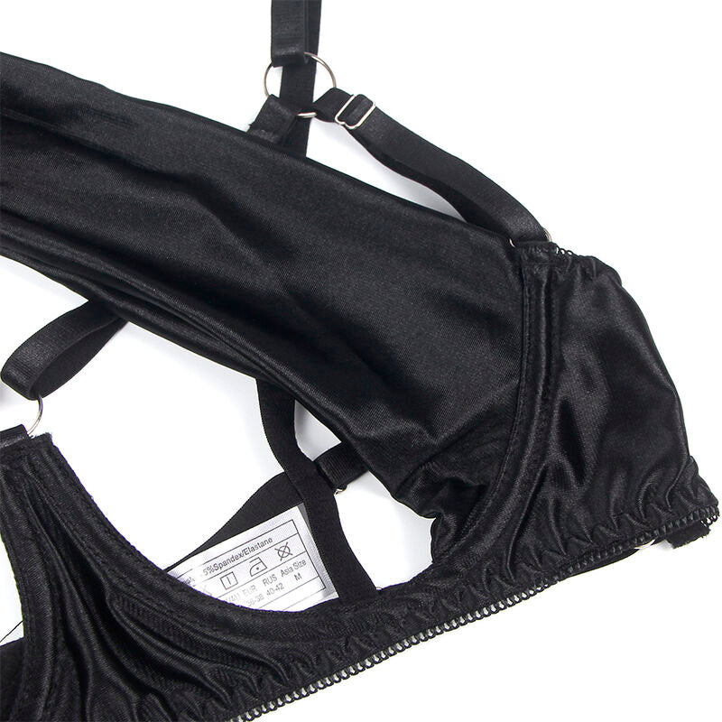 Conjunto de Lencería Subblime con Sujetador de Copas Abiertas y Lazo Negro L/XL