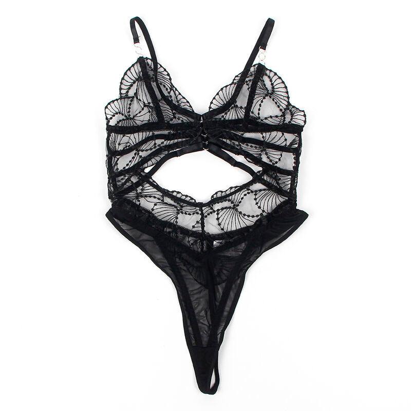 Bodysuit Transparente Negro con Encaje Hueco - Subblime 955229 L/XL
