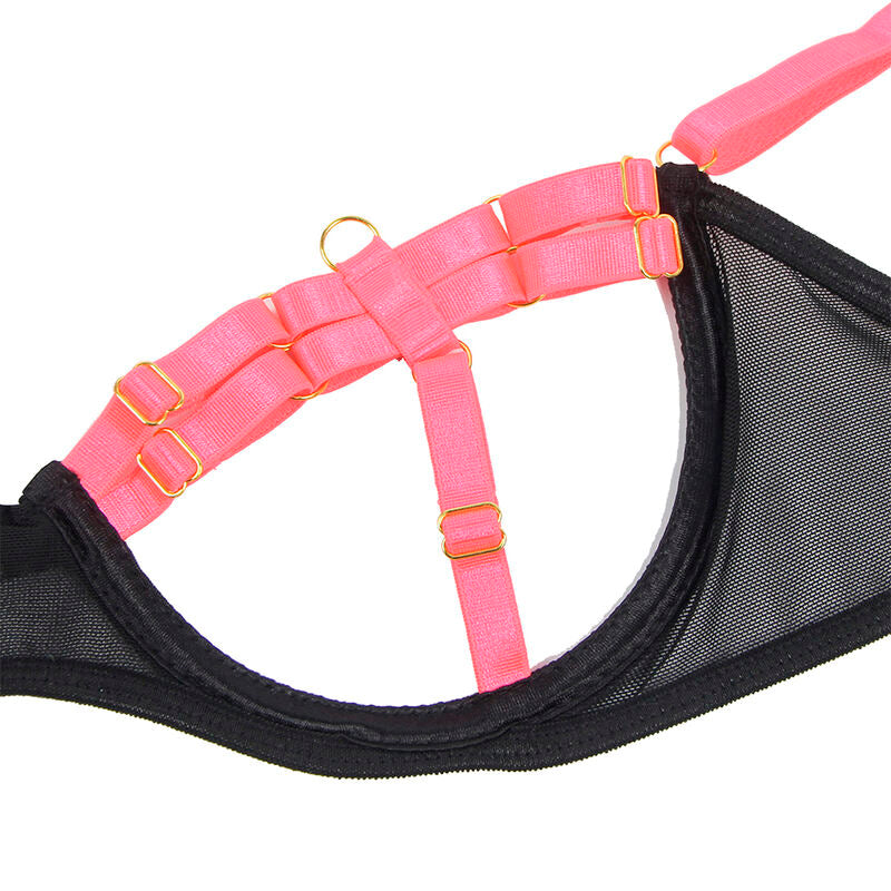 Subblime Set Sujetador + Braguitas Rosa Fluorescente L/XL con Accesorios