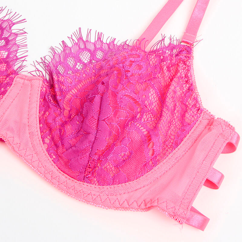 Subblime Set de Lencería con Encaje y Liguero Rosa y Lila L/XL