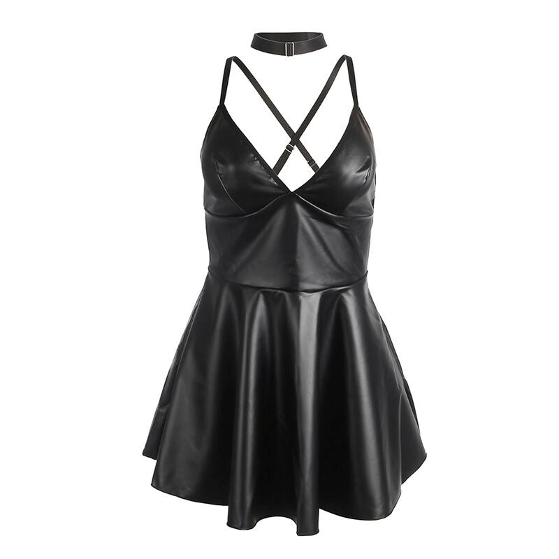 Vestido Subblime con Tirantes de Piel Negra S/M - Lingerie Sensual
