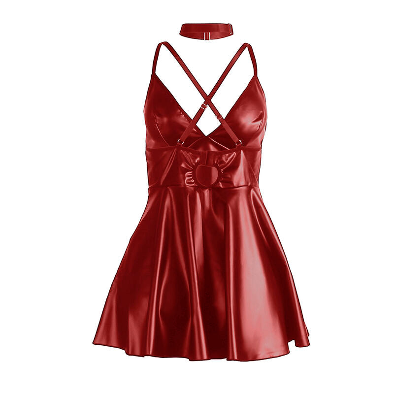 Vestido Burdeos con Tirantes de Cuero Sintético - Subblime 955397