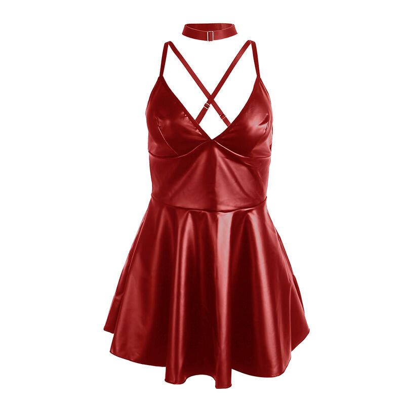 Vestido Burdeos con Tirantes de Cuero Sintético - Subblime 955397