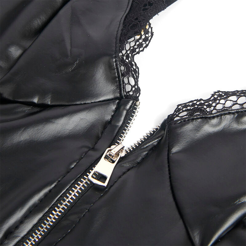 Body de Cuero Negro con Cremallera Frontal S/M - Subblime 955458