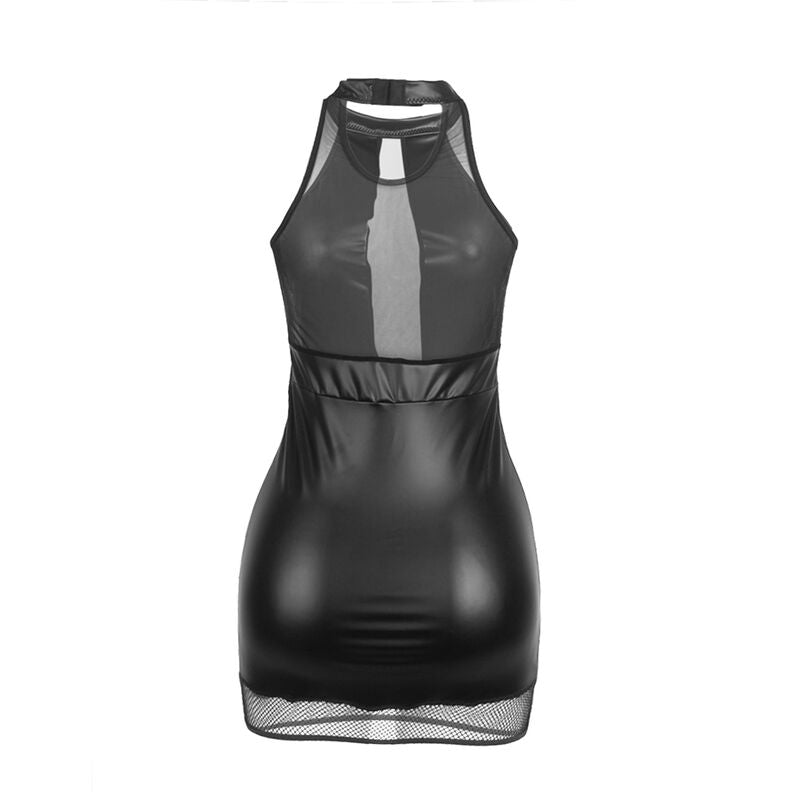 Vestido Halter Neck con Transparencias Subblime - Encaje Negro L/XL