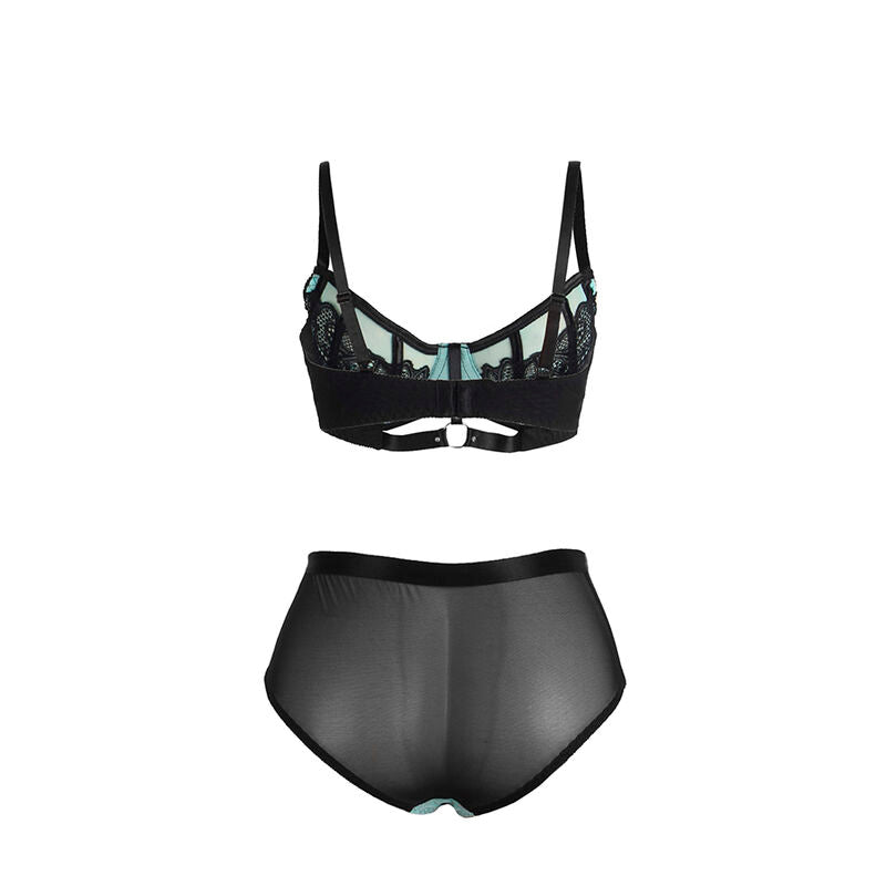 Subblime Green Patent Leather Mesh Zipper Bra Set S/M