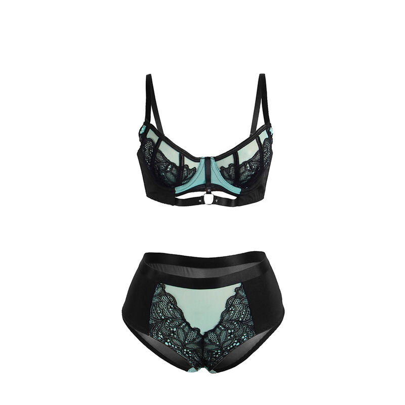 Subblime Green Patent Leather Mesh Zipper Bra Set L/XL