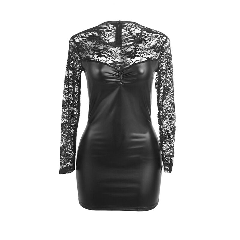 Vestido Largo Sensual Manga Larga con Encaje Negro S/M - Subblime
