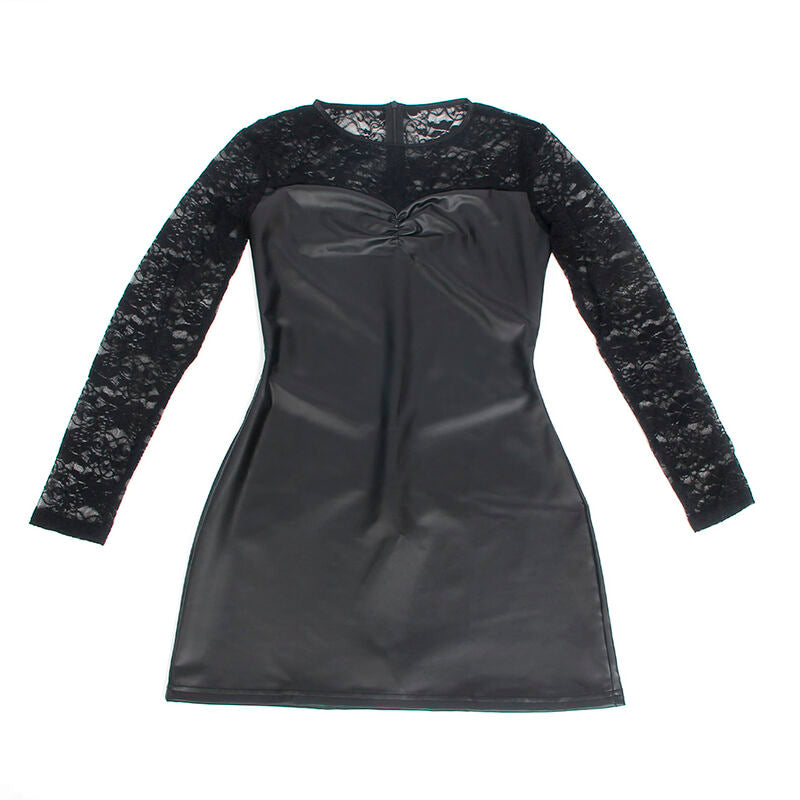 Vestido Largo Sensual Manga Larga con Encaje Negro S/M - Subblime