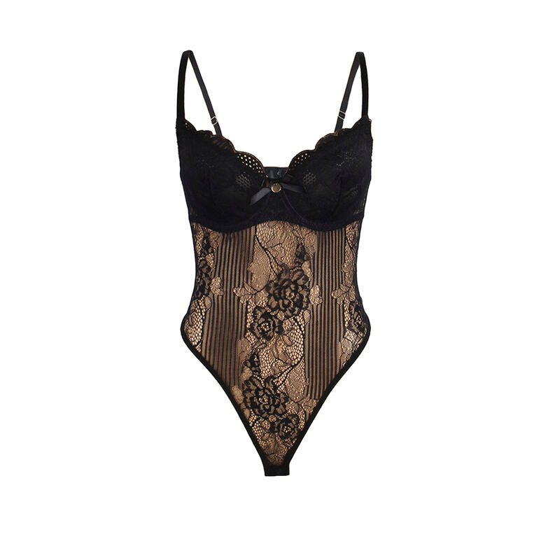 Bodysuit de Encaje Negro con Cierre Inferior - Subblime Bodies S/M