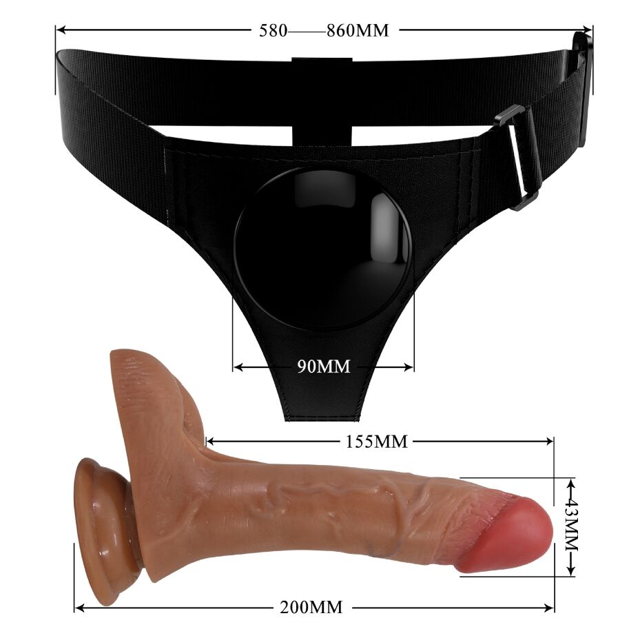 Pretty Love Universal Harness Briefs con Dildo Vibrador 15.5 cm