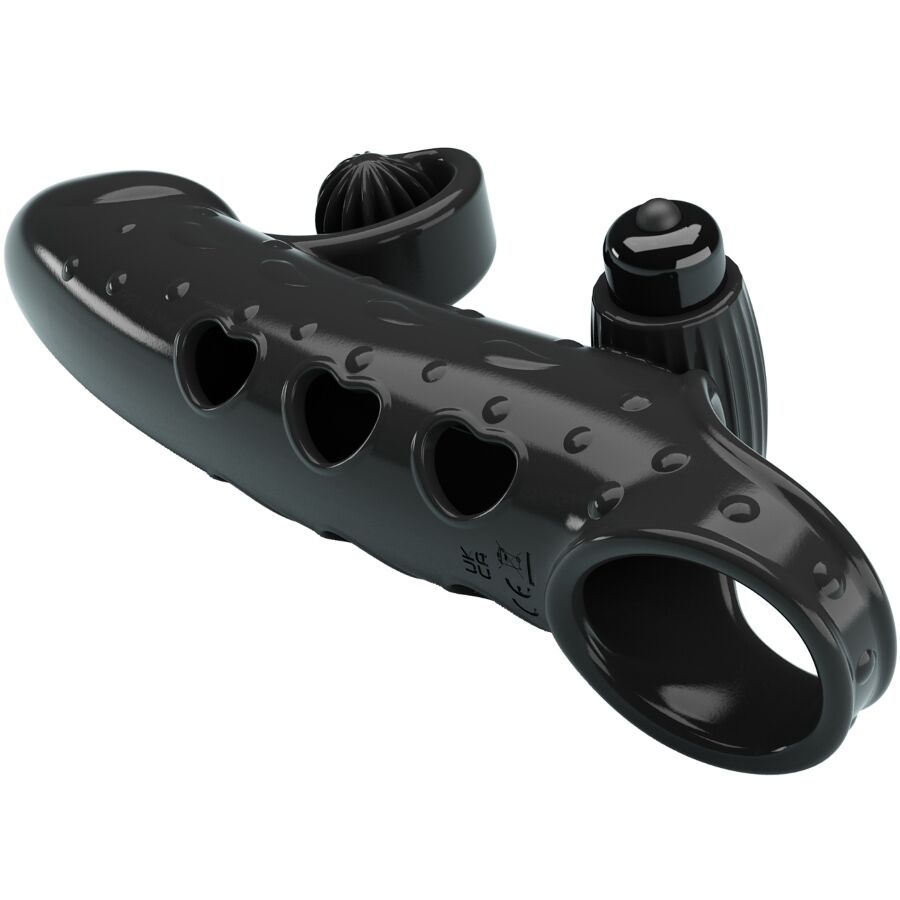 Romance Vibrating Penis Sleeve Black - Funda de Placer con Vibracion