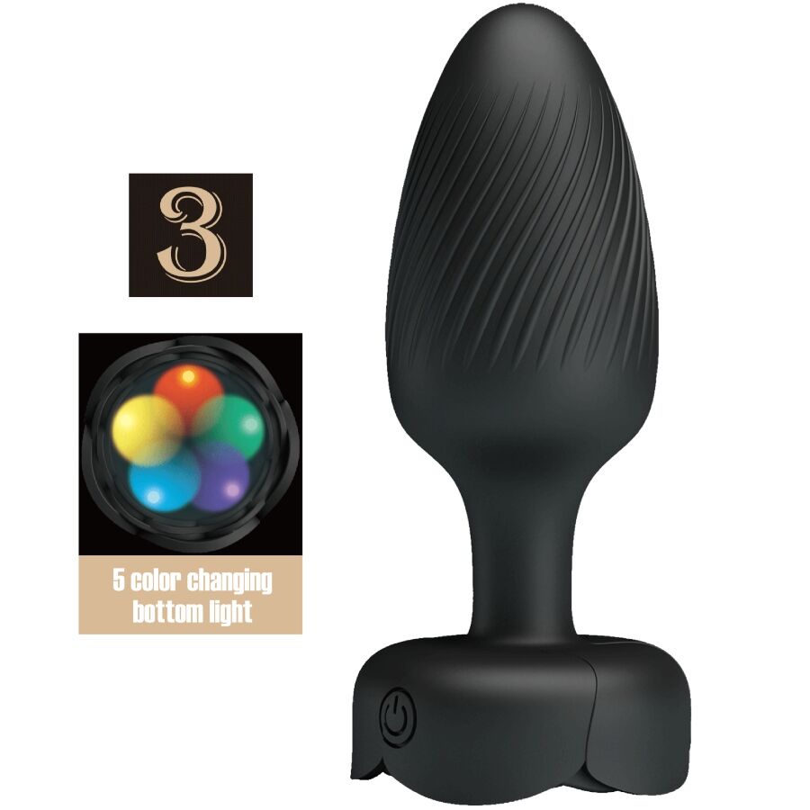 Pretty Love Osborn - Plug Anal con Luz LED Negro 9.8 cm