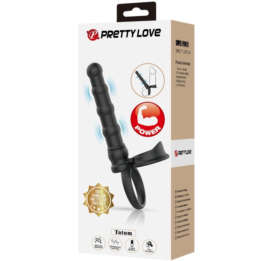 Pretty Love Tatum - Vibrador Anal con Anillo Peneano 10 Vibraciones Negro