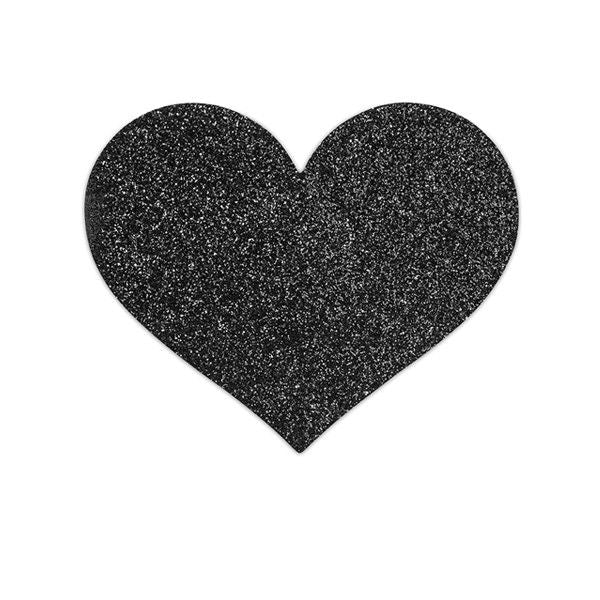 Bijoux Indiscrets Flash Black Heart - Cubrepezones Decorativos en Forma de Corazón